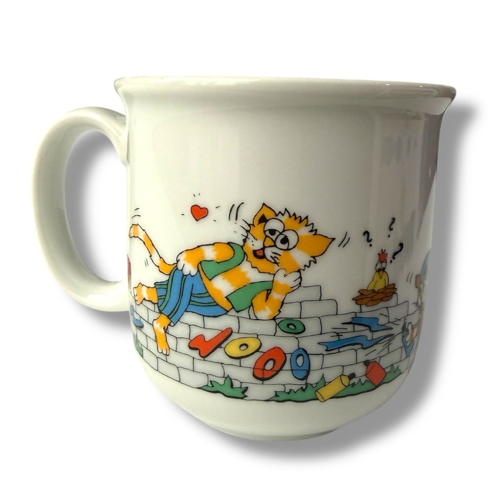 Eschenbach "Fuzzy's freche Katzenbande" porcelain mug made Germany Cat bambolino